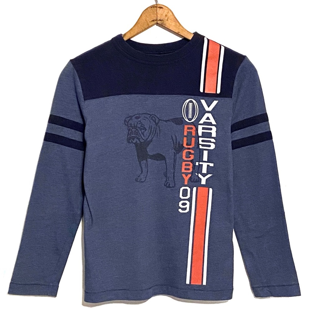 Cherokee Vintage Varsity Rugby Bulldog Graphic Long Sleeve Crewneck Shirt M 8/10